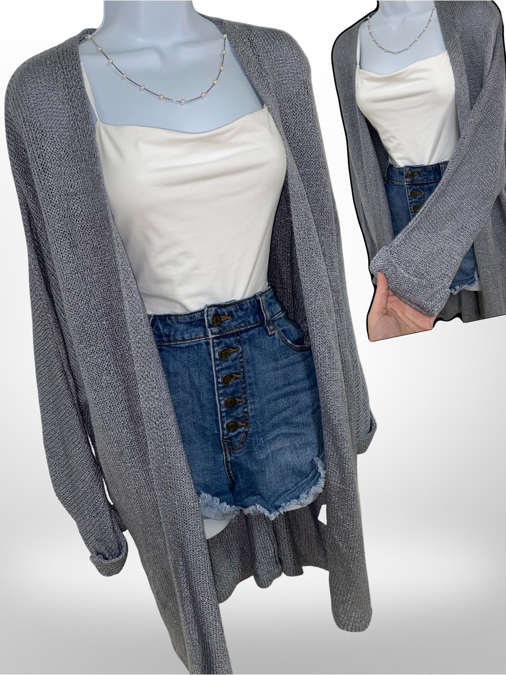 ZARA Classic Open-Front Gray Knit Cardigan - Women, Small